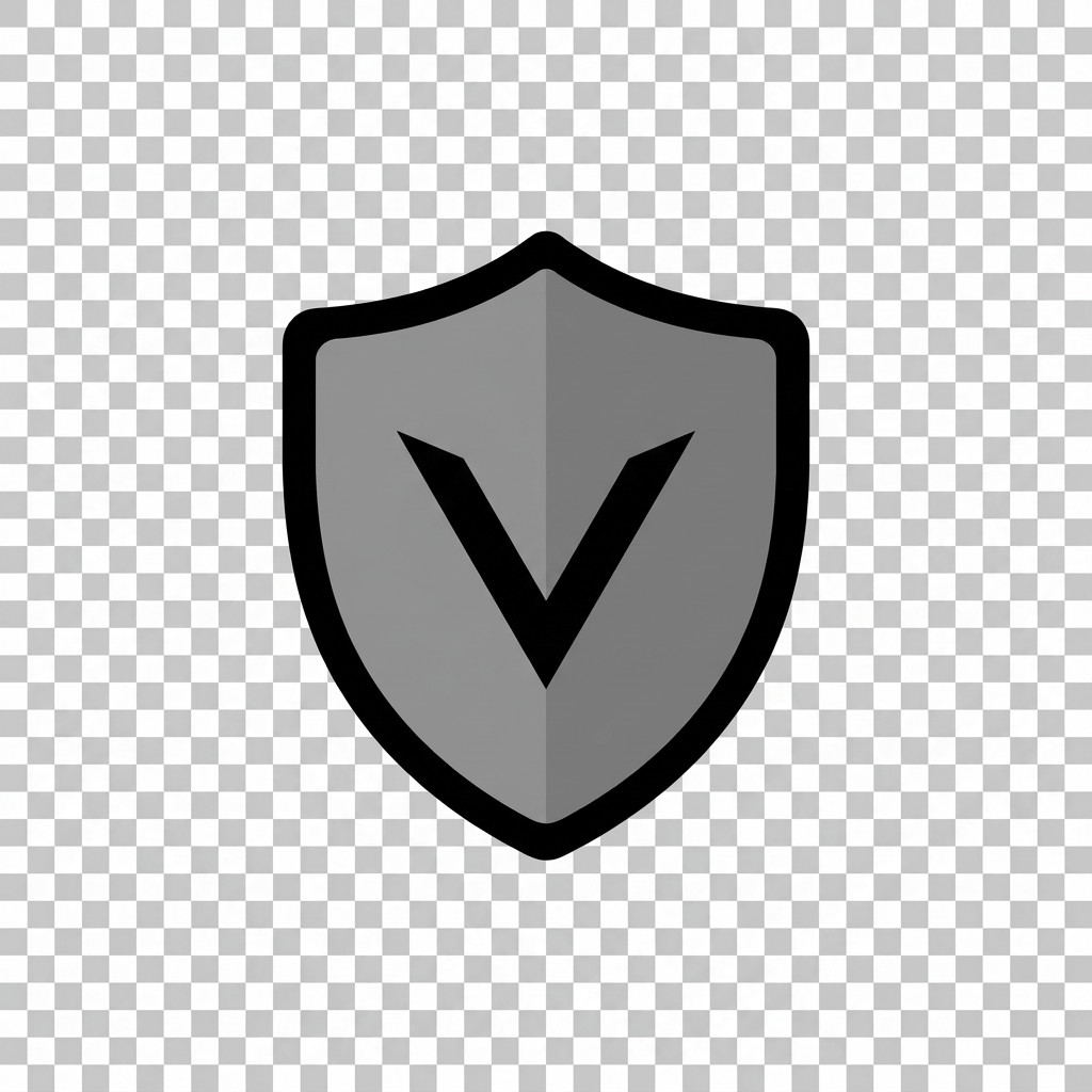 Blue shield icon with white V symbol in center